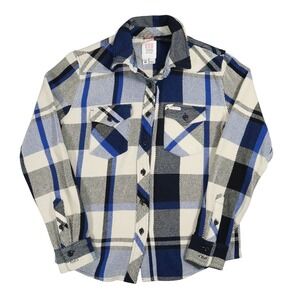 Topo Designs Heavyweight Plaid Flannel Shirt Womens Medium Blue Black Fall 2020
